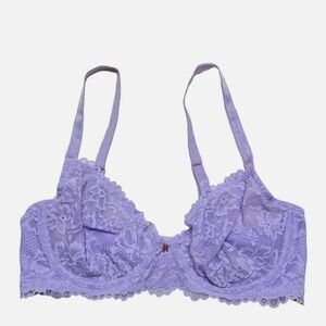 Savage X Fenty Floral Lace Unlined Bra Purple Lavender Size 36C NWT